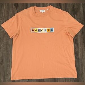 Men’s Lacoste Embroidered Crocodile Logo Salmon Pink T-Shirt - FR 7/ US 2XL